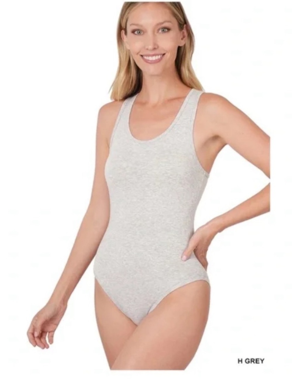CASE PACK 5 Zenana Heather Grey Tank Bodysuit